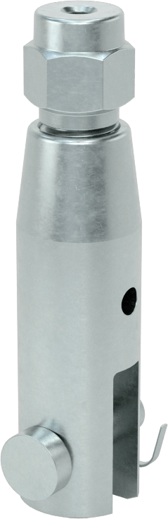 Kaldırma için Plug-Lock Tel Halat Bağlantı Parçası, Çinko Kaplı Çelik, Çatal Uç, 3/64" ila 1/16" Halat Çapı için