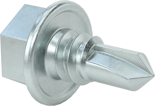 Flanşlı Altıköşe Başlı Delme Vidası, Çinko Kaplı Çelik, 1/4" Vida, 1/2" Uzunluk
