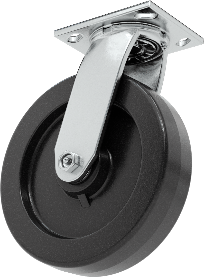 4-1/2" x 4" Plakalı Yüksek Kapasiteli Spartan Tekerlek, 8 inç Çaplı Açık Rulmanlı Fenolik Tekerlekli Döner Tekerlek — 8", Levha, Döner