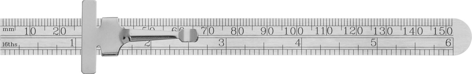Cep Cetveli, Milimetre ve 16'lık Ölçek İşaretleri — 6", 150 mm, Yuvarlak, Paslanmaz Çelik