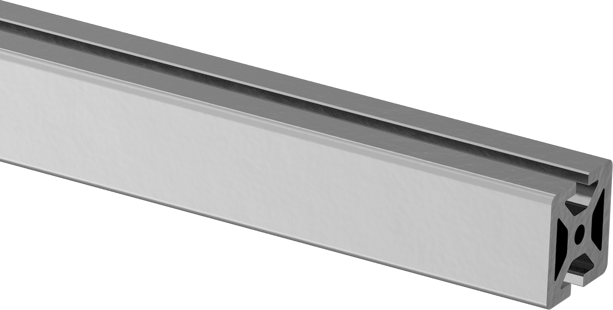 T-Yivli Çerçeve, Tek Sıralı İki Yuvalı Ray, Gümüş, 20 mm Kare, Katı