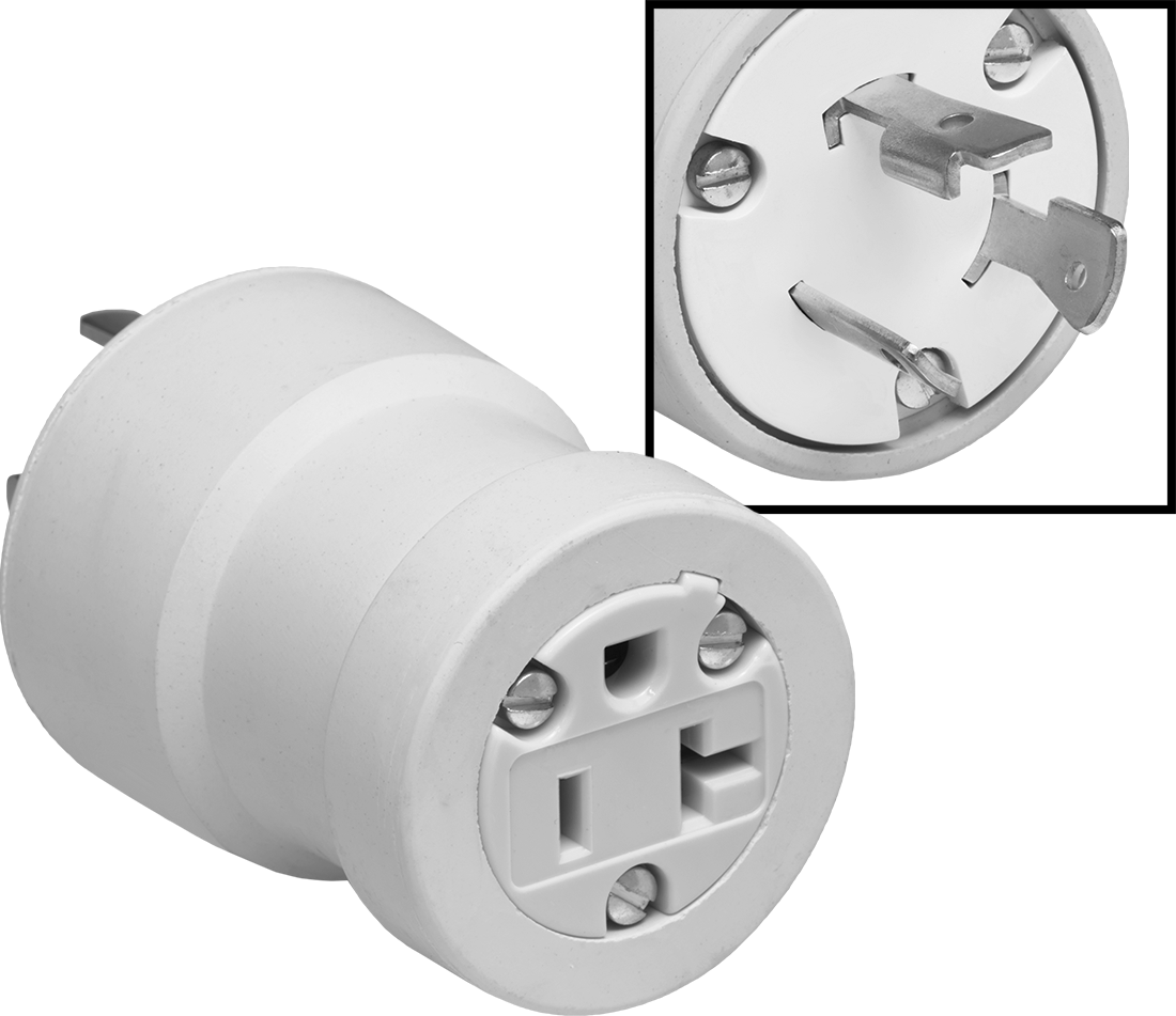 Döner Kilit - Düz Uçlu Adaptör, NEMA L5-20 Fiş x NEMA 5-20 Priz — Straight Blade, Turn Lock, 5-20, L5-20, Dişi, Erkek