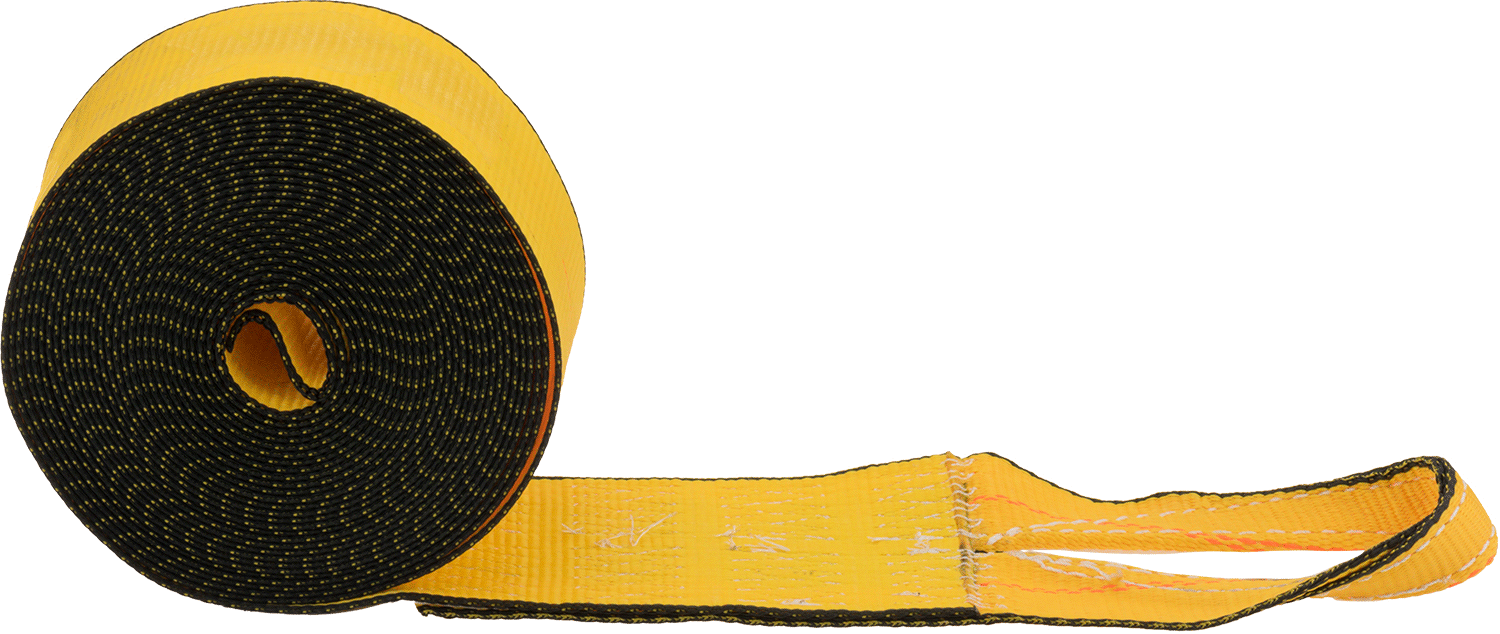Polyester Dokuma, Göz-Düz Uç, 4" Genişlik, 30 ft. Uzunluk — 4", 30 ft., Sarı