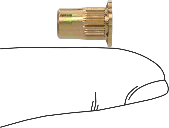 Yumuşak Malzemeler için Bükülmeye Dayanıklı Perçin Somunları, M5 x 0.8 mm Diş, 0.5 mm ila 3.3 mm Malzeme Kalınlığı için
