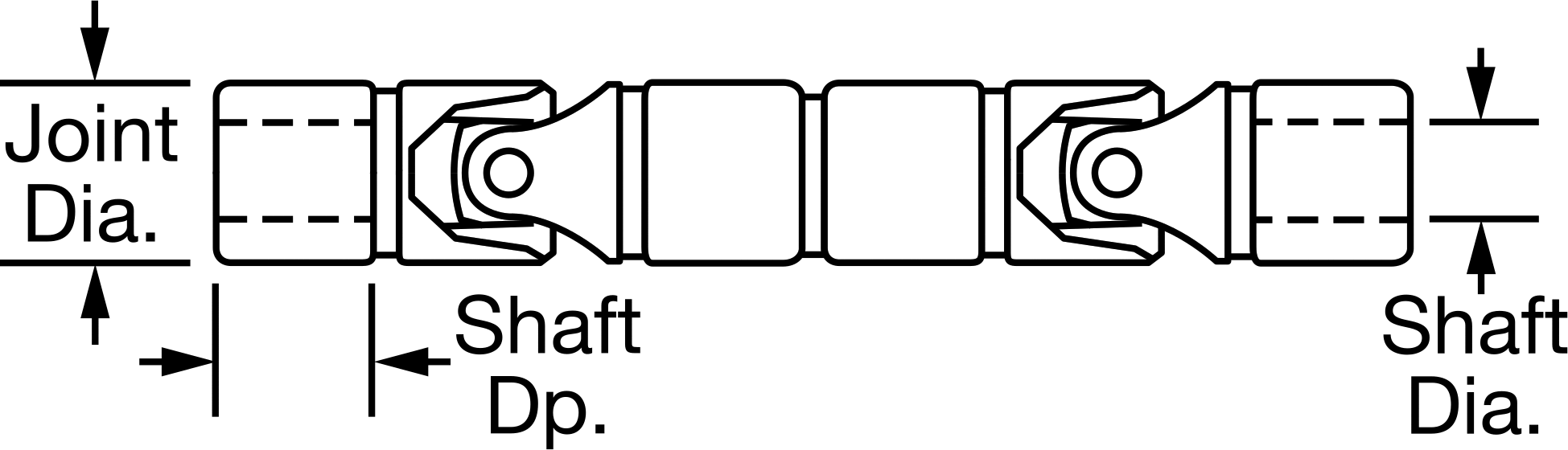 Çift U-Mafsal, 1/2" Çap x 1" Derinlikte Şaft için