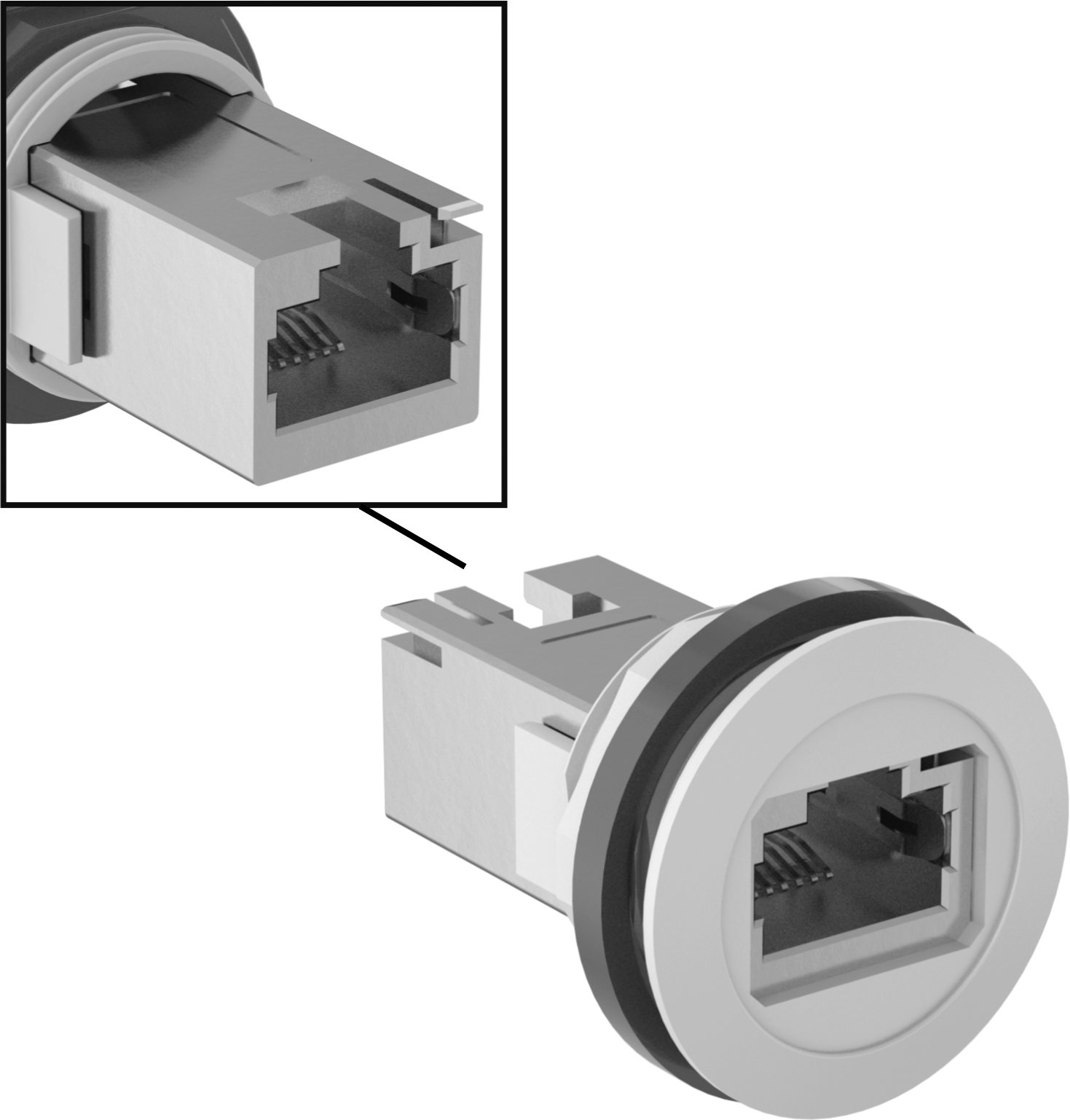 Panele Monte RJ45 Adaptörü, Ekranlı Vidalı, Kategori 6 Kablo için, Beyaz — 6, Ekranlı, Adaptör