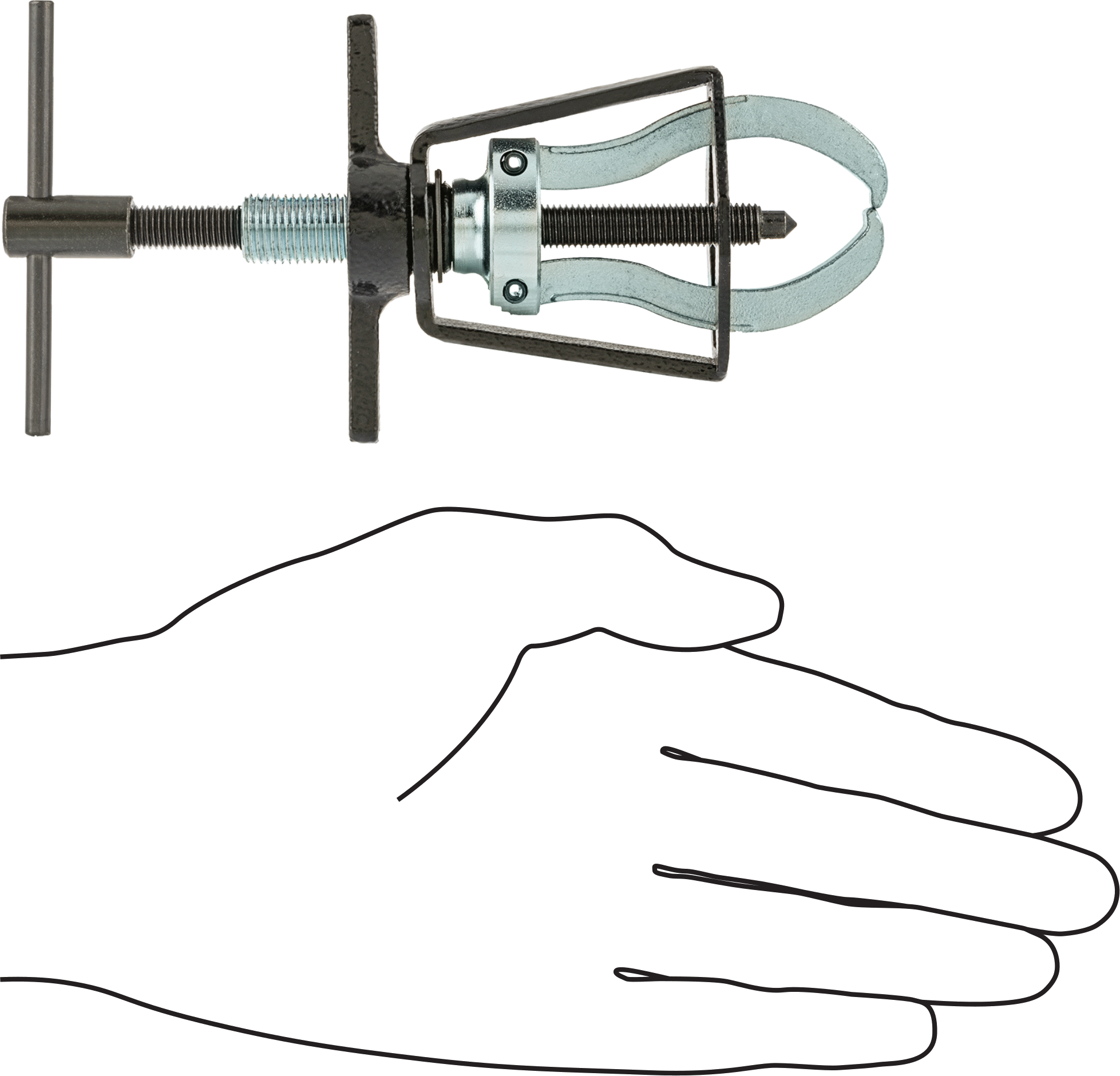 Quick-Hold Dış Kavrama Dişli ve Yatak Çekici, Bir Ucunda Uçlu 2 Çene, Kafes Kontrolü, 1/4" ila 3-1/4" Dış Çap