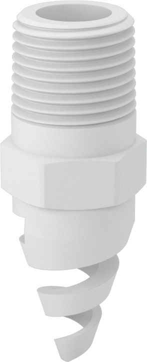Yüksek Hacimli Tıkanmaya Dayanıklı Püskürtme Memesi, İçi Boş Konik, PTFE, 1/2 NPT, 0.38" Delik Çapı, 50 Derece