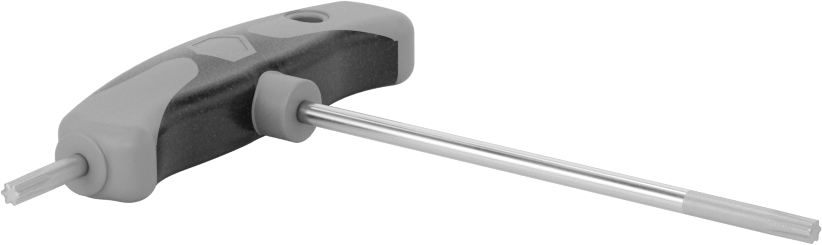 Yüksek Kaldıraçlı Krom Kaplı Çelik T-Kolu Torx Anahtarı, T20 Tahrik Boyutu, 5-1/8" Toplam Uzunluk — Düz, Bireysel, Ultra Grip