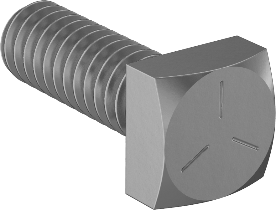 Orta Mukavemetli SAE Sınıf 5 Çelik Kare Başlı Vida, 1/4"-20 Diş Boyutu, 3/4" Uzunluk