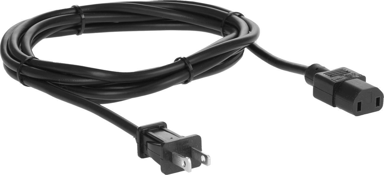 Elektronik Ekipman Güç Kablosu, NEMA 1-15 Fiş x IEC C17 Priz, 6-1/2 Fit Uzunluk, SJT — 6 1/2 ft., 10 A, 125V AC