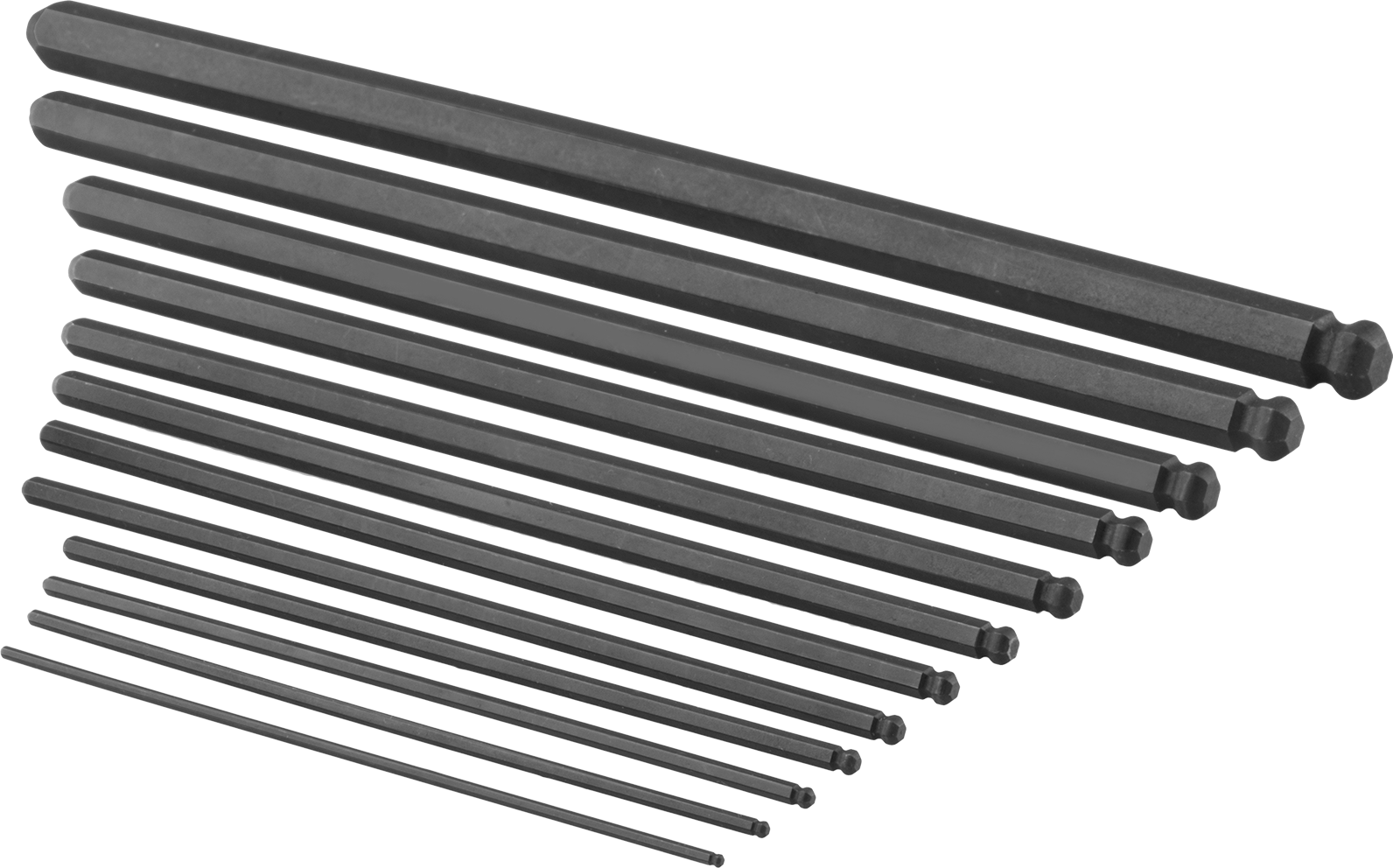 12 Parça Top Uçlu Altıgen Tornavida Mil Seti — 0.050", 1⁄16", 5⁄64", 3⁄32", 7⁄64", 1⁄8", 9⁄64", 5⁄32", 3⁄16", 7⁄32", 1⁄4", 5⁄16", Bilye, Mil