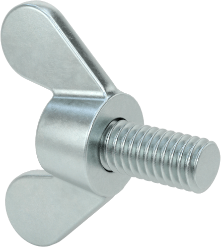 Demir Kanat Başlı Tırtıllı El Vidası, M4 x 0.7 mm Diş Boyutu, 8 mm Uzunluk