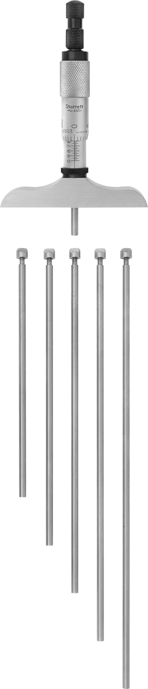 Kalibrasyon Sertifikalı Starrett Derinlik Mikrometreleri, 0 mm ila 150 mm Aralık