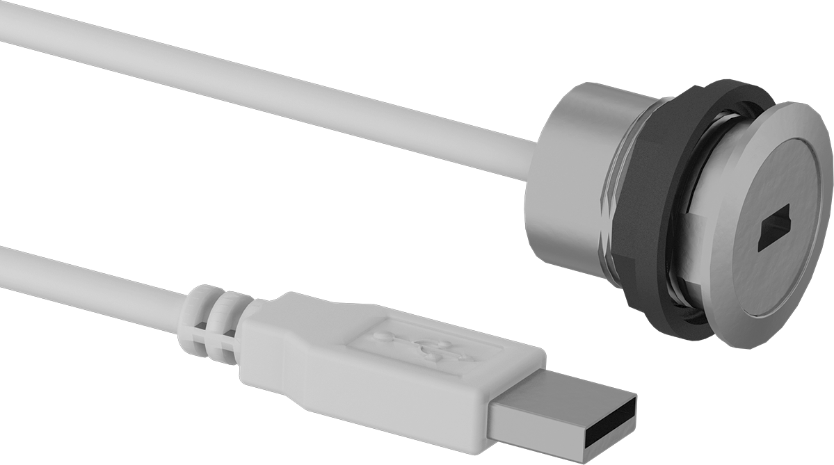 Panele Monte USB Kablosu, USB 2.0, A Fiş x Mini-B Dişli Soket, 1.5' Uzunluk — 1 1⁄2 ft., 2.0, Ekranlı