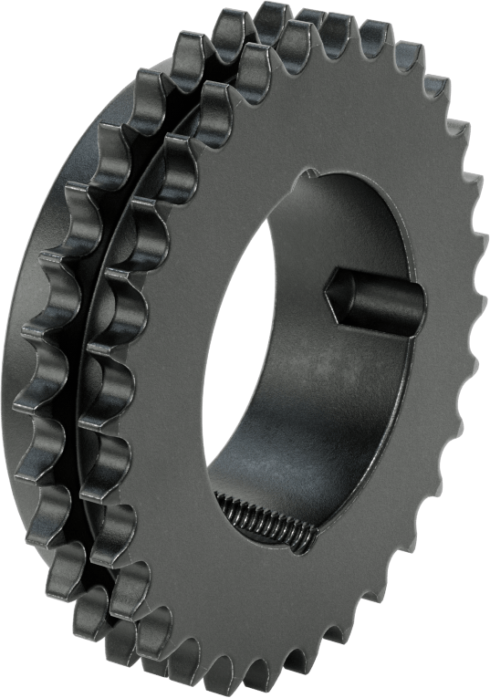 Taper-Lock Burç-Delik Çift Sıralı Dişli, ANSI 40-2 Makaralı Zincir için, Çelik, 30 Diş
