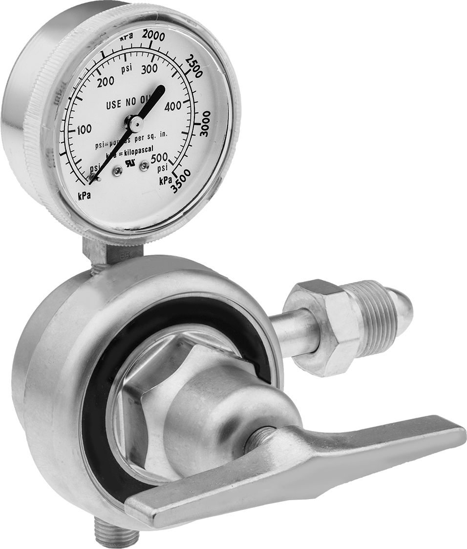 Kriyojenik Silindirler için Tank Üzerine Monte Basınç Düzenleme Vanaları, Kriyojenik için, CGA 580 Ngo Giriş, 0-350 PSI