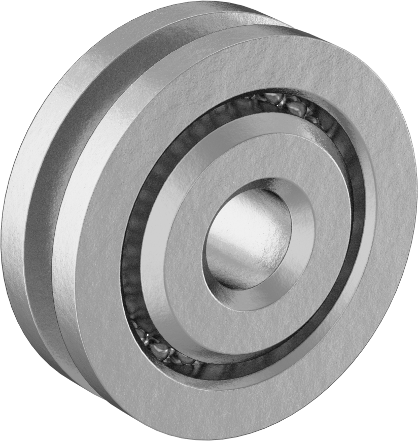 Tel Halat için Kasnak, Yatay Çekme için, Rulmanlı, 3/64" Çap için, 1/2" Dış Çap