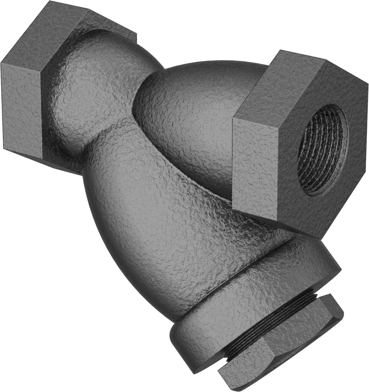 Düşük Basınçlı Demir Y-Süzgeç, 1 NPT Bağlantısı ve Delikli Elekli — 3⁄4, 1, Dişli, 304 Stainless Steel, Iron, Stainless Steel