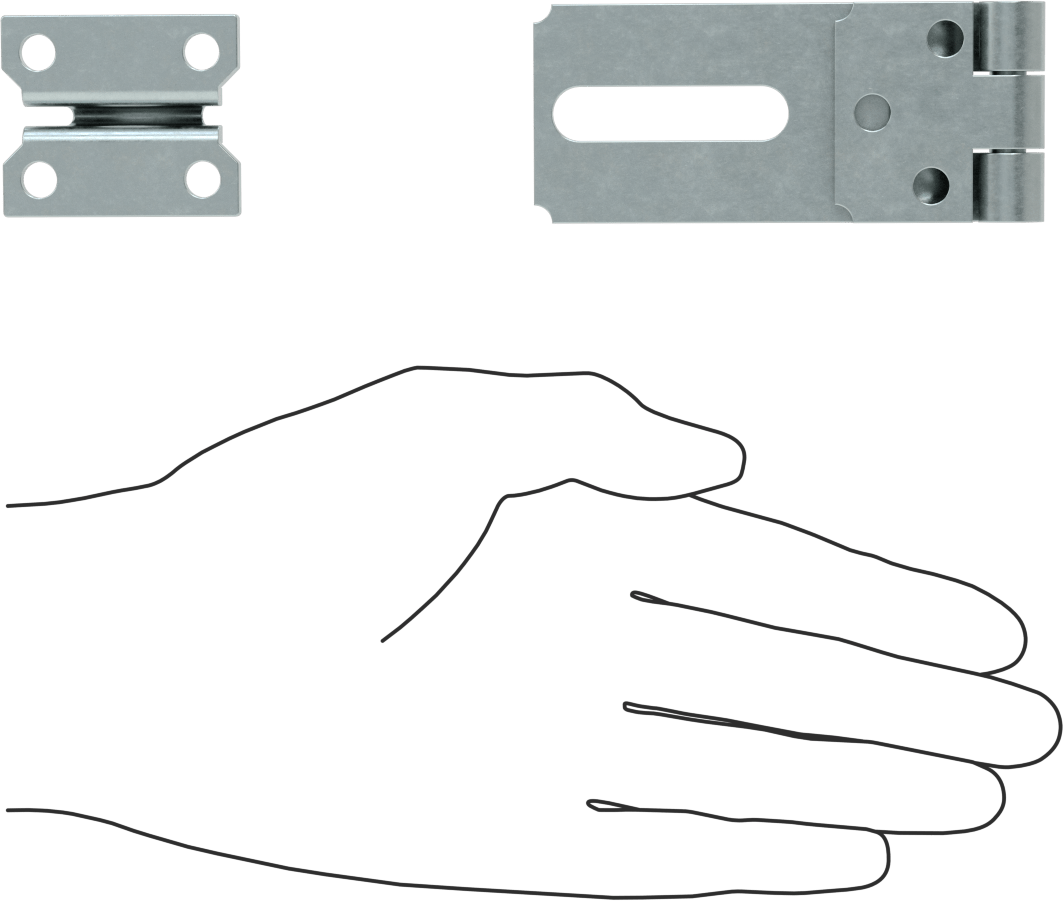 Asma Kilitli Mandal, 3-1/4" x 1-1/2" x 1/8" Kollu, Çinko Kaplı Çelik