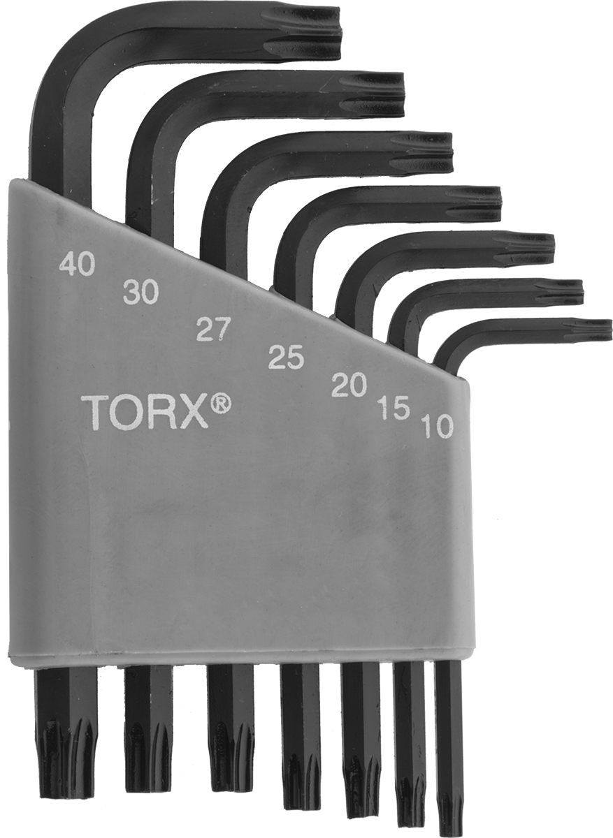 Alaşımlı Çelik Torx L-Anahtarı, Siyah Oksit, 7 Parça Set, 2-1/8" ila 3-1/4" Toplam Uzunluk