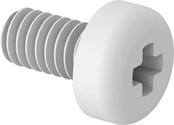 Naylon Silindir Başlı Phillips Vidaları, M2 x 0.40 mm Diş, 4mm