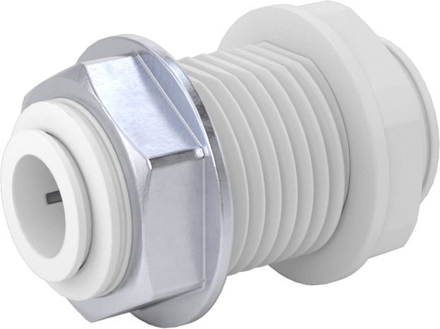 Gıda ve İçecek için İt-Bağlantı Elemanı, 3/8" x 1/4" Dış Çaplı Boru için Duvar Delikli Redüktör, Beyaz