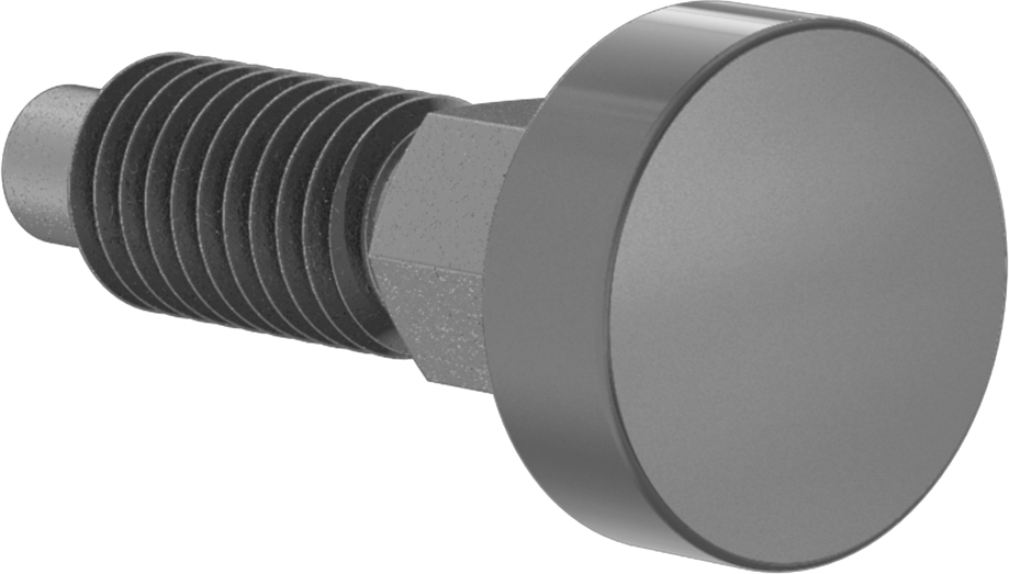 Düğme Tutamaklı Geri Çekilebilir Yaylı İtici, Twist-Lock, Siyah Oksit Çelik, 1/2"-13, 1" Uzunluk Diş — 1⁄2"-13, 0.31", Çelik