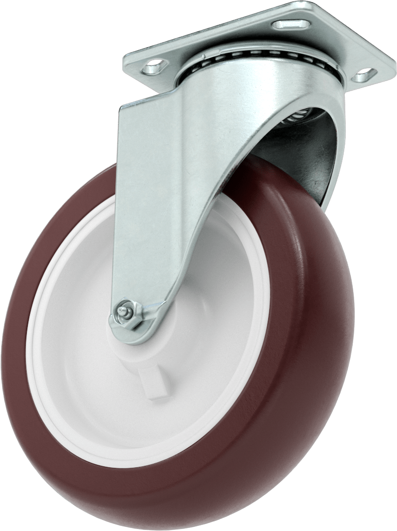 4-5/8" x 3-3/4" Plakalı Kolay Dönen Tekerlek, Yüksek Kapasiteli, 8 inç Çapında Kırmızı Poliüretan Tekerlekli Döner Tekerlek — 8", Levha,…