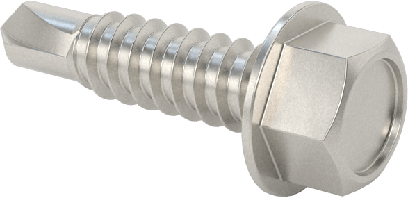 Paslanma ve Aşınmaya Dayanıklı Alaşımlı Çelik Delme Vidaları, Flanşlı, Altıköşe Başlık, 1/4" Boyut, 1" Uzunluk