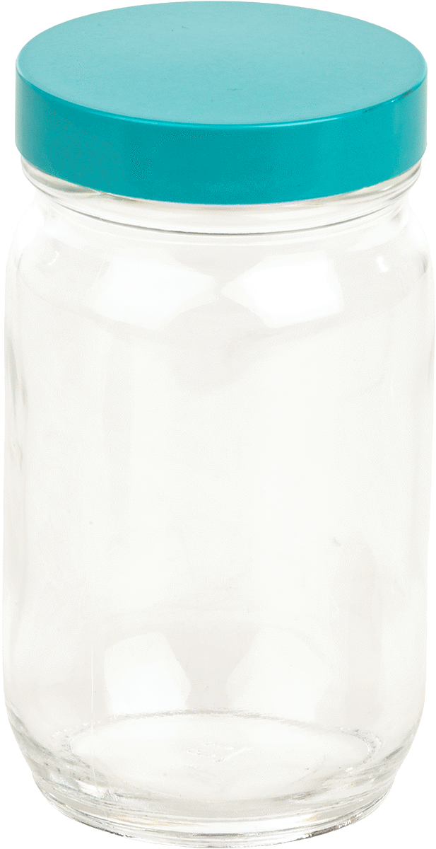 Şeffaf Cam Kavanoz, PTFE Plastik Contalı, 8 FL oz/235 ml Kapasite — Glass, Phenolic, Plastic, PTFE, Soda-Lime Glass, 8 fl. oz., 235 ml, Ş…