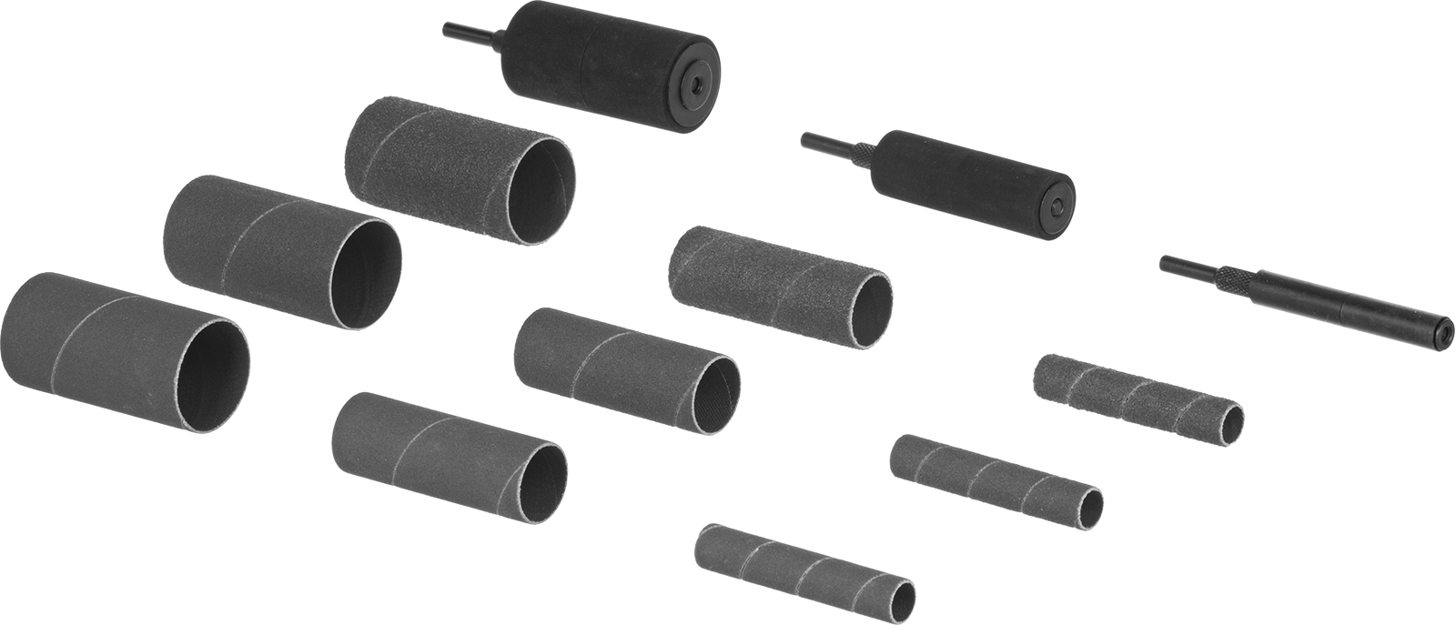 Zımpara Tambur ve Manşon Kiti, Hızlı Değiştirme Ataşmanlı, 1/4" Şaft Çapı, 12 Parça