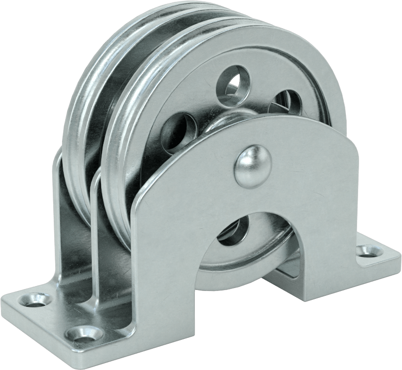 Yatay Çekme için Tel Halatlı Montajlı Kasnak, Çift Oluk, 3/16" Çaplı Halat için, 2-1/2" Dış Çap, 1-7/16" Genişlik