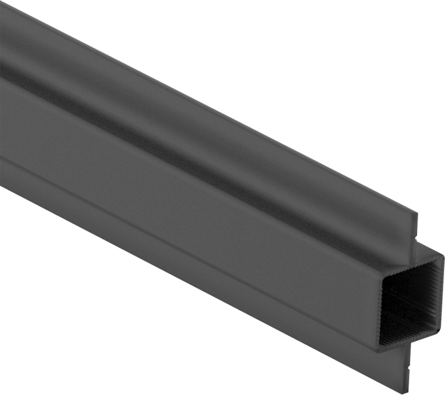 Presle Takılan Çerçeve ve Bağlantı Parçası, Toz Boyalı Standart I-Flanşlı Ray, 1" x 1" — Ray, Siyah Toz Kaplamalı Alüminyum, 1"