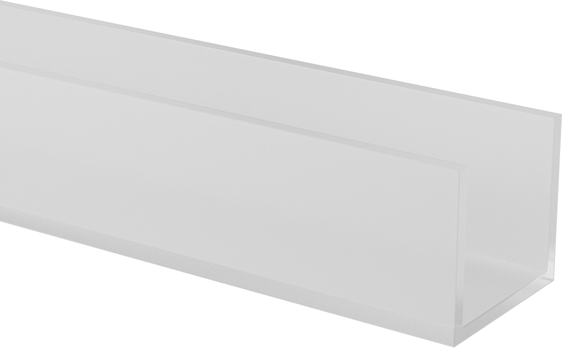 Polipropilen U-Kanal, 2-1/2" Genişlik x 2-1/4" Dış Yükseklik