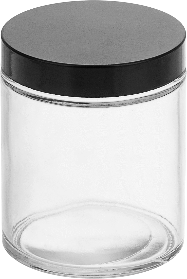 Kaplamalı Kağıt Mühürlü Cam Kavanoz, 6 FL oz/175 ml Kapasite, Şeffaf — Glass, Paper, Phenolic, Plastic, Soda-Lime Glass, 6 fl. oz., 175 m…