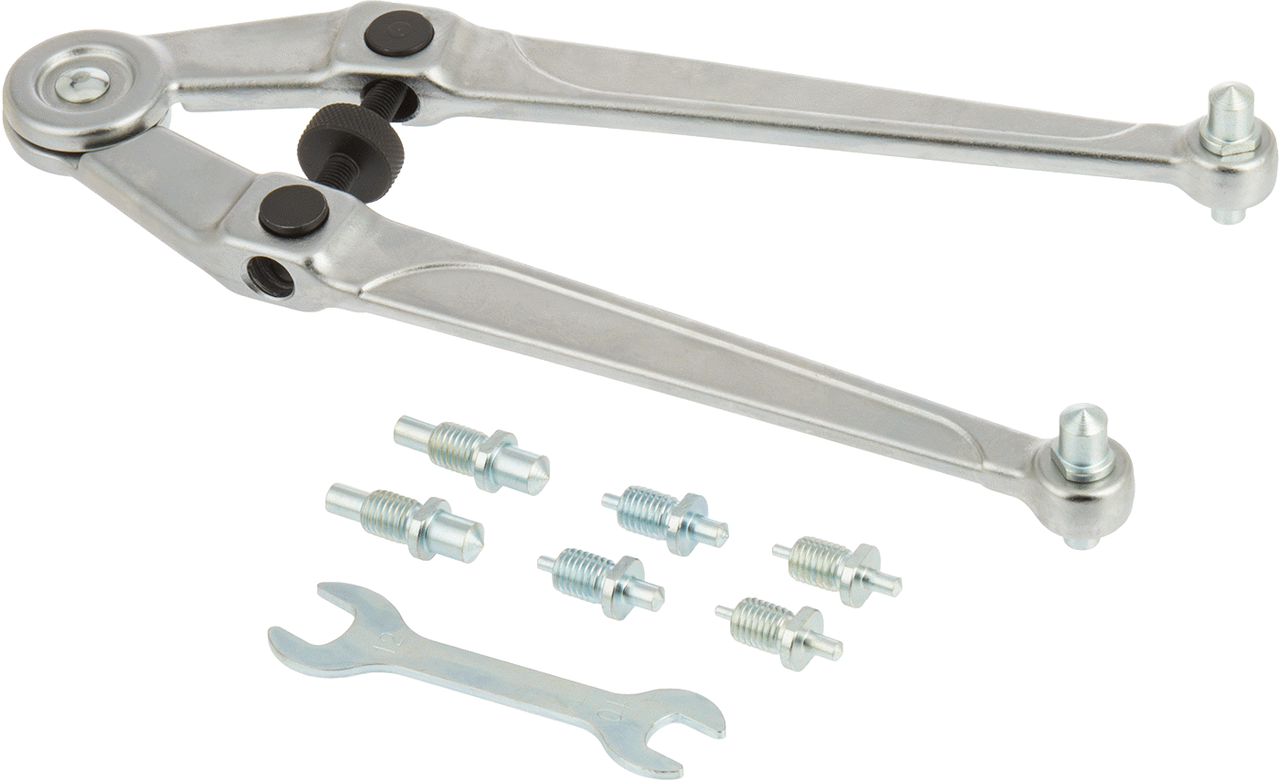 Yüzeydeki Delikler için Ayarlanabilir Pimli Anahtar, Yuvarlak Pimler, 25/32" ila 3-15/16" Çap için
