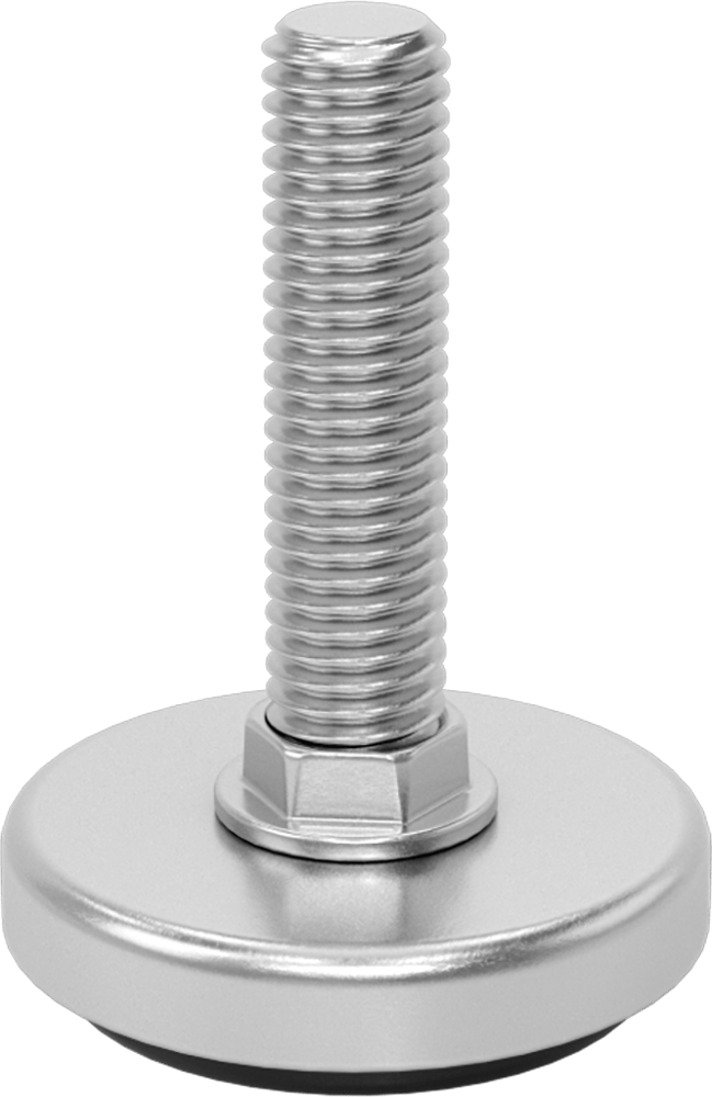 Çinko Kaplı Çelik Saplamalı Sert Tesviye Bağlantı Elemanları, Nikel Kaplama Taban ve Naylon Yastık, 3/8"-16 x 1.5" Uzunlukta Diş