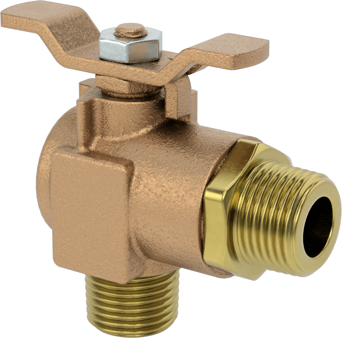 Pirinç Dirsek Açma/Kapama Vanası, 1/2" NPT Erkek x 1/2" NPT Erkek, T Tutamağı