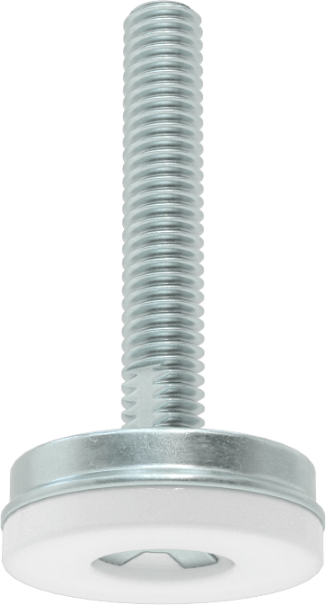 Dişli Saplama ve Yastıklı Sert Seviyelendirme Montajı, Çinko Kaplı Çelik ve Naylon, 5/16"-18 x 1.5" Diş, 1-3/16" Taban