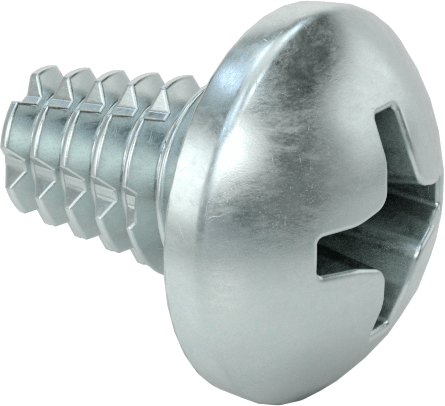 Metal için Yuvarlak Başlı Diş Açma Vidası, Çinko Kaplı Çelik, 2-56 Diş, 1/8" Uzunluk