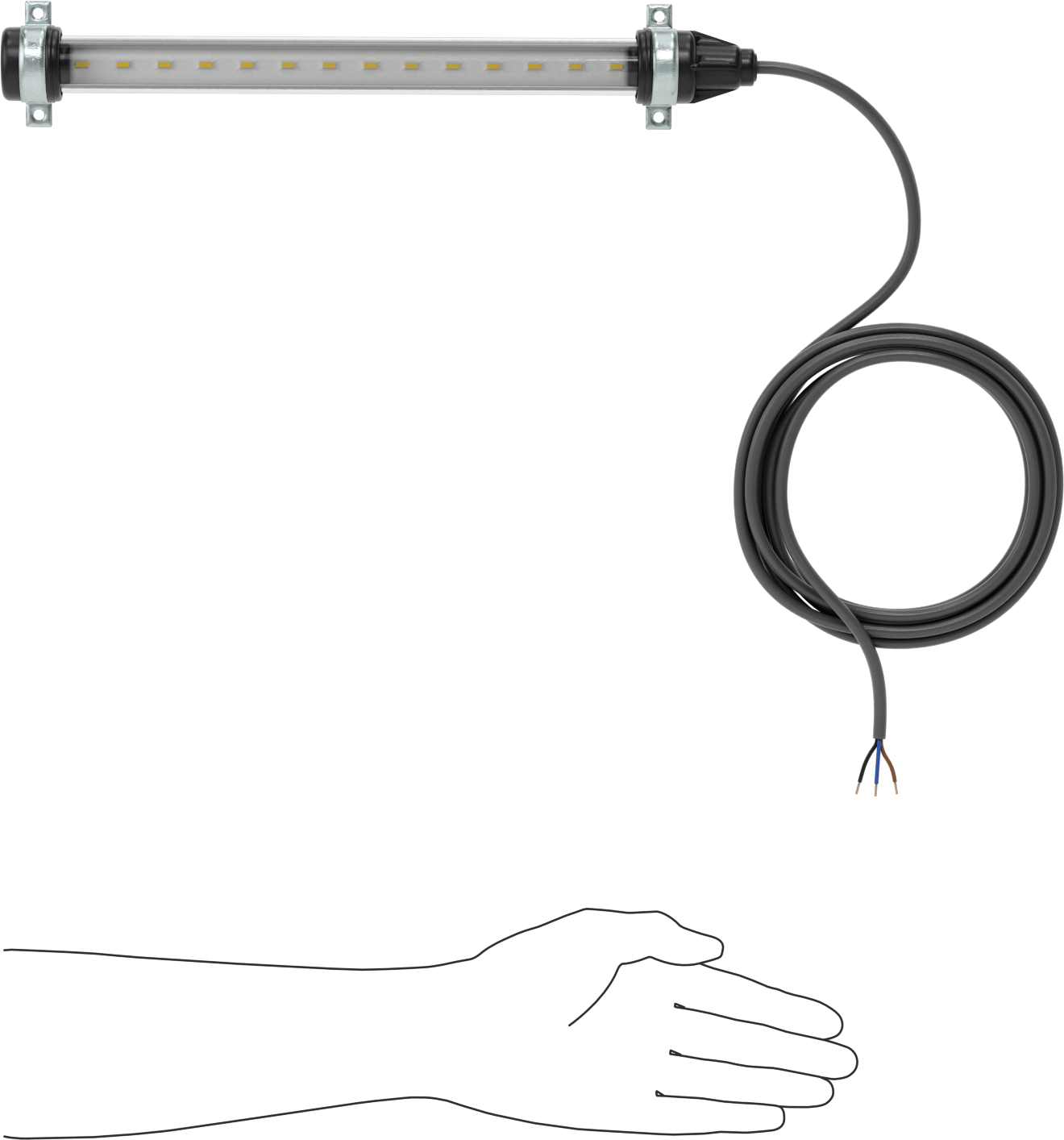 Tehlikeli Ortam Şerit Makinesi Işığı, 12-30V DC, 14-5/8" Uzunluk x 1-1/2" Yükseklik x 2-1/2" Genişlik Toplam