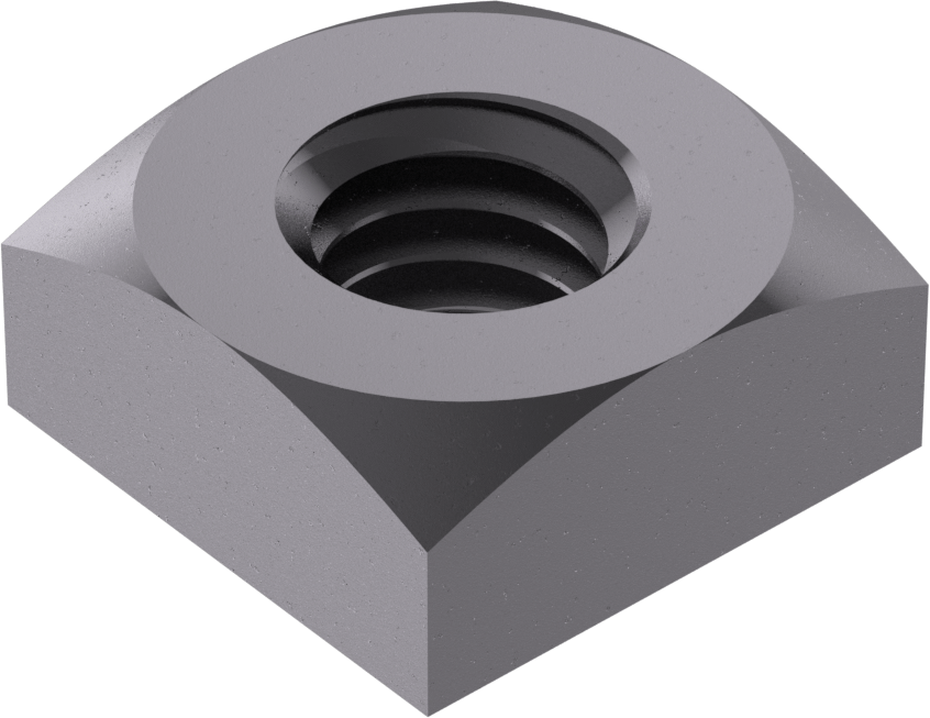 Düşük Mukavemetli Çelik Kare Somun, Sınıf 5, Siyah Çinko Kaplamalı Çelik, M4 x 0.7 mm Diş