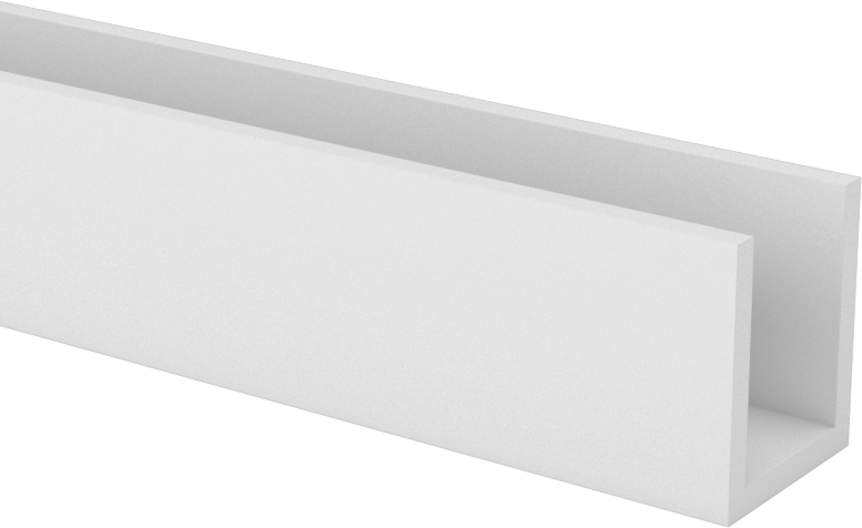 Kimyasallara Dayanıklı Kaygan PTFE U Kanalı, 1/16" Duvar Kalınlığı, 19/32" Yükseklik x 1/2" Genişlik Dış Boyut