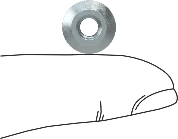 Çinko Kaplı Yüksek Mukavemetli Çelik Tırtıklı Flanşlı Somun, Sınıf 10, M5 x 0.8 mm Diş Boyutu