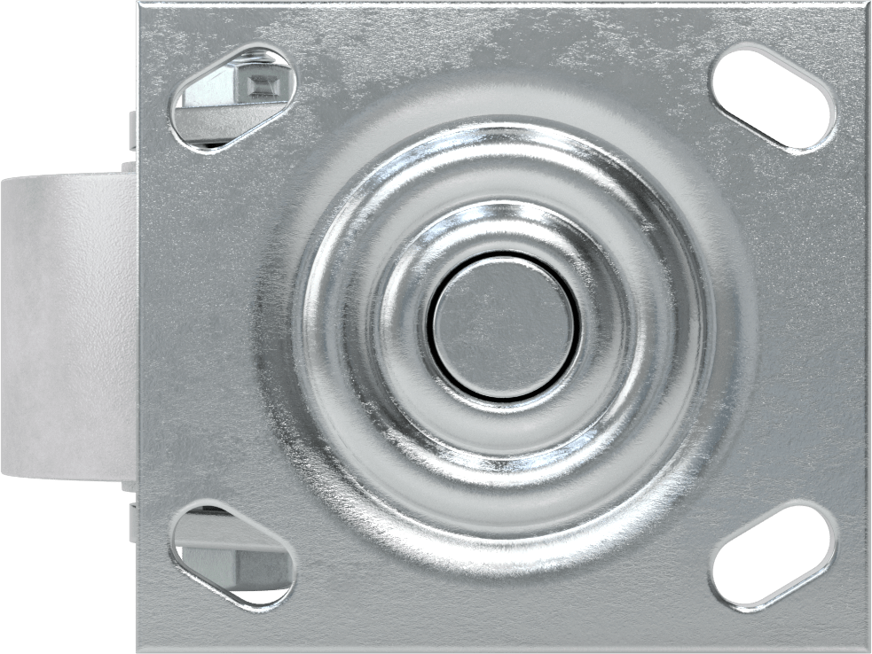 4-1/2" x 4" Plakalı Yüksek Kapasiteli Spartan Tekerlek, 3-1/4" Çapında Açık Rulmanlı Metal Tekerlekli Döner