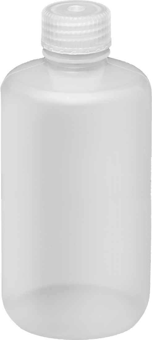Ağır Kimyasallar için Plastik Şişe, Florlu HDPE, 8 FL. oz/250 ml Kapasite, 5-1/4" Yükseklik