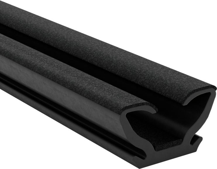 EPDM Kanal Montajlı Kenar Contası, 13/16" Toplam Genişlik, 8 Fit Uzunluk — Katı, 15⁄32", U kanalı