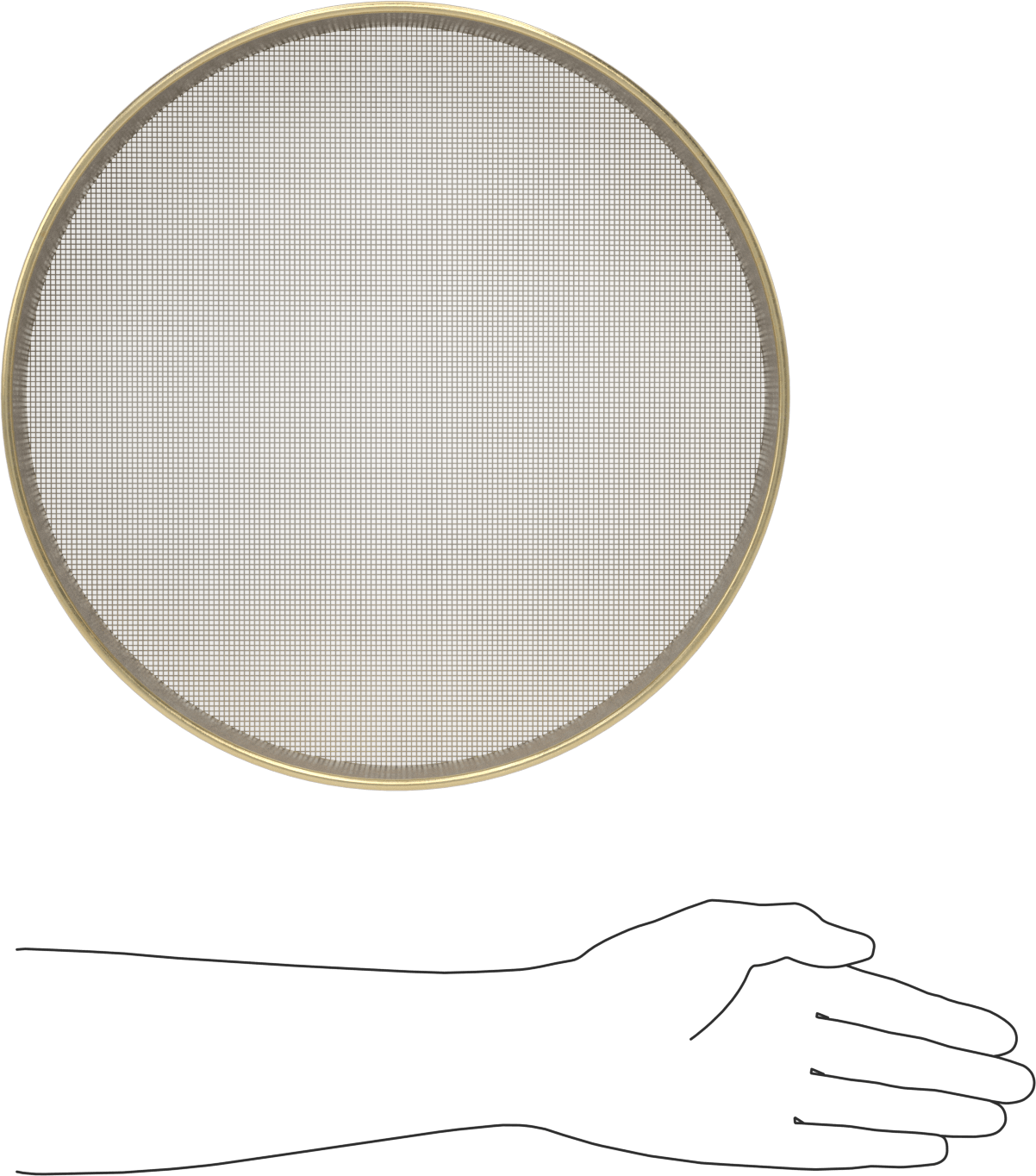 Elek, L Boyutlu Malzeme için, Pirinç Çerçeve, 12" Çap x 3" Derinlik, 3/4" Boyut