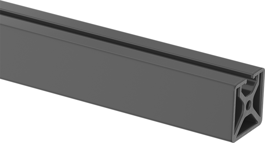 T-Yivli Çerçeve Rayı, Tek Yuvalı Ray, Siyah, 1-1/2" Kare